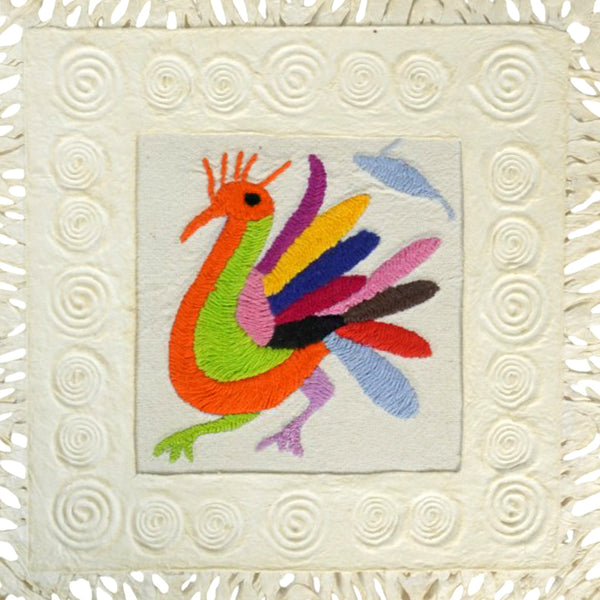 Mixed Media Wall Art: Embroidered Bird Amate