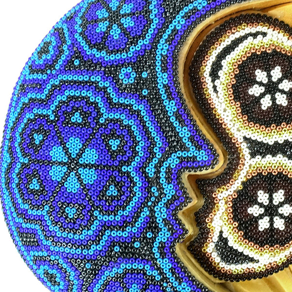 Huichol: Wall Hanging Beaded Sun & Moon Figurine