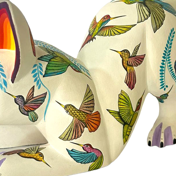 Michelle Fuentes: Guardian of the Hummingbirds Dog Woodcarving