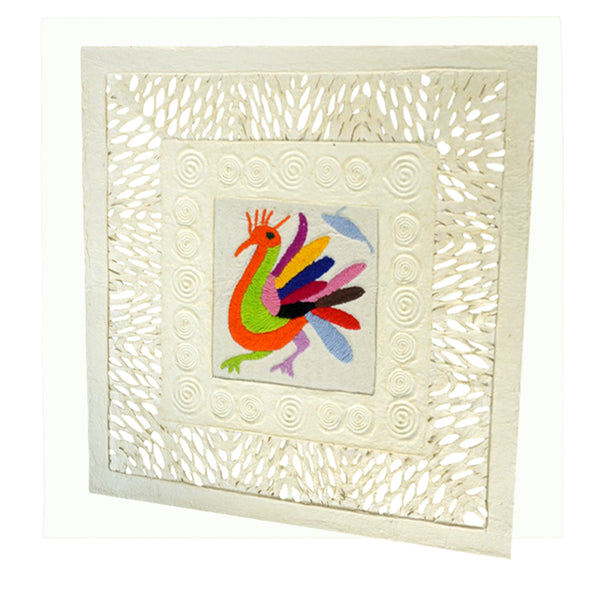 Mixed Media Wall Art: Embroidered Bird Amate