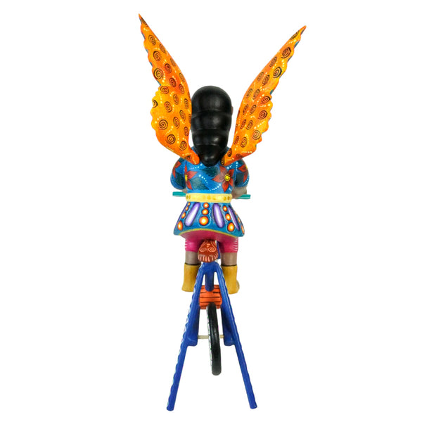 ON SALE Agustin Cruz Jr: Saint Michael Archangel on Bicycle Woodcarving