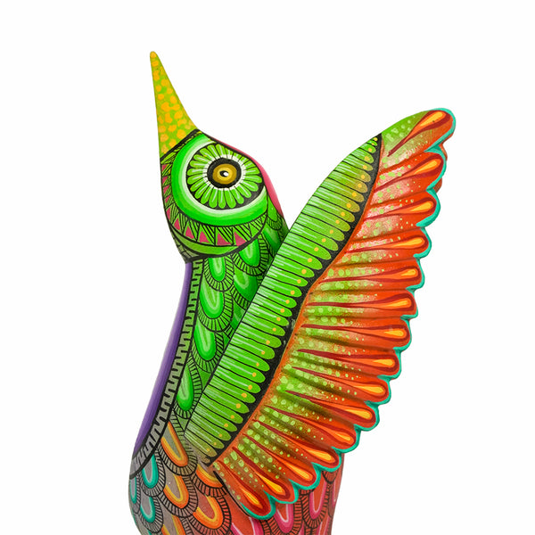Mexican hummingbird wood carving handmade from copal wood