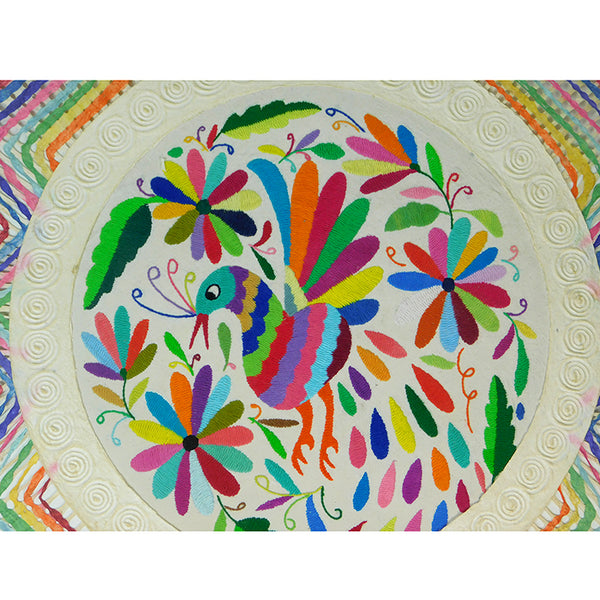 Mixed Media Wall Art: Embroidered Peacock & Handcrafted Paper