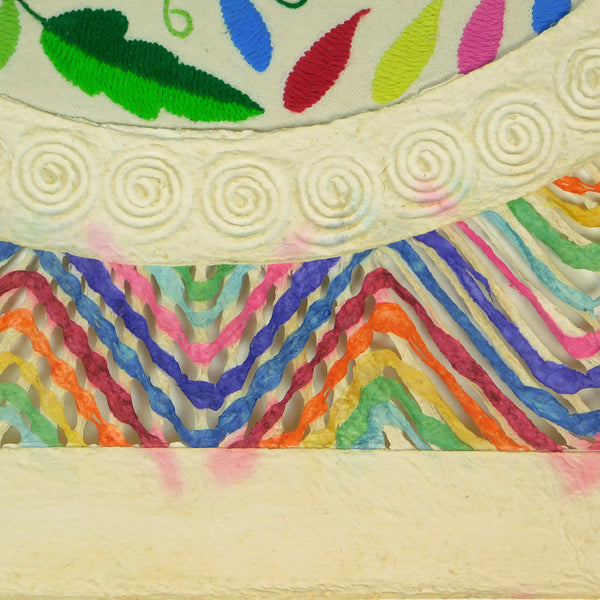 Mixed Media Wall Art: Embroidered Peacock & Handcrafted Paper