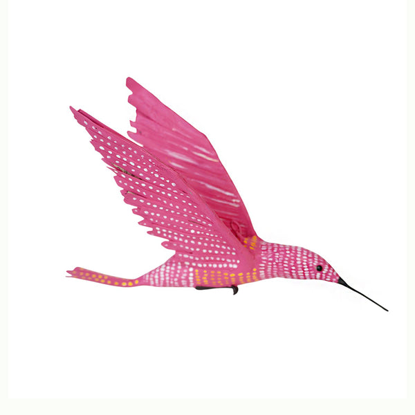 Antonio Alonso: Hanging Pink Hummingbird Paper Mache