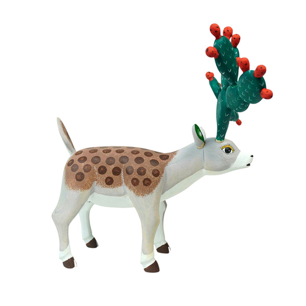 Avelino Perez: Deer with Nopales Antlers Woodcarving