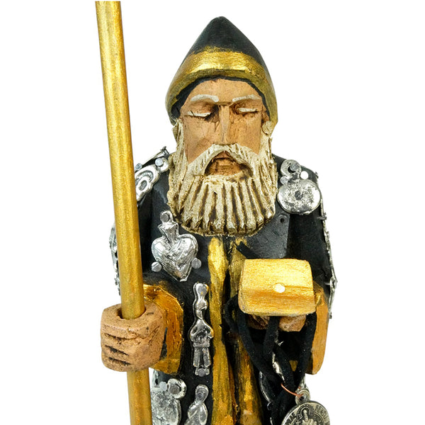 Milagros: Protector Saint Benedict of Nursia Sculpture Woodcarved