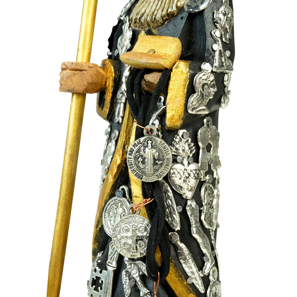 Milagros: Protector Saint Benedict of Nursia Sculpture Woodcarved