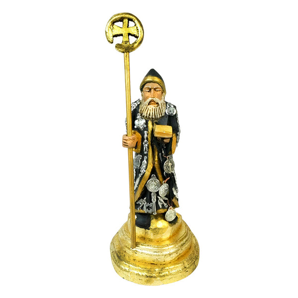 Milagros: Protector Saint Benedict of Nursia Sculpture Woodcarved