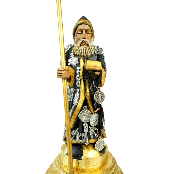 Milagros: Protector Saint Benedict of Nursia Sculpture Woodcarved