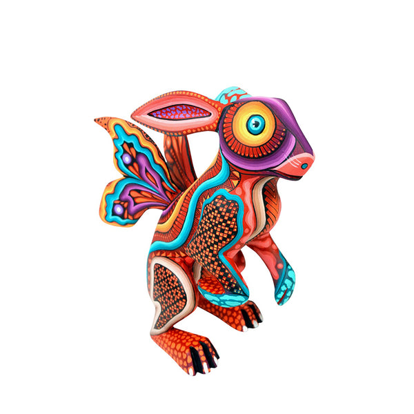 Carolina Sandoval & Kengi: Winged Rabbit Woodcarving