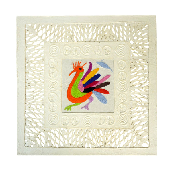 Mixed Media Wall Art: Embroidered Bird Amate