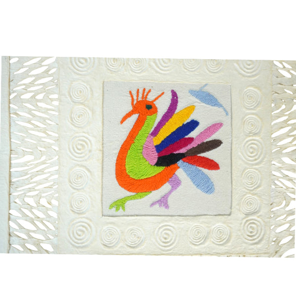 Mixed Media Wall Art: Embroidered Bird Amate