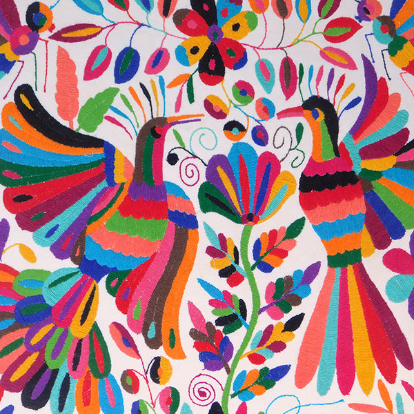 Mixed Media Wall Art: Embroidered Peacocks & Flowers Bark Paper