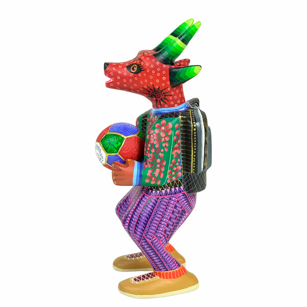 Dante Cruz: Goat Soccer Player Woodcarving