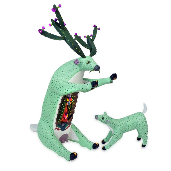 Gabino Reyes: Our Lady of Guadalupe Deer and Fawn Alebrije