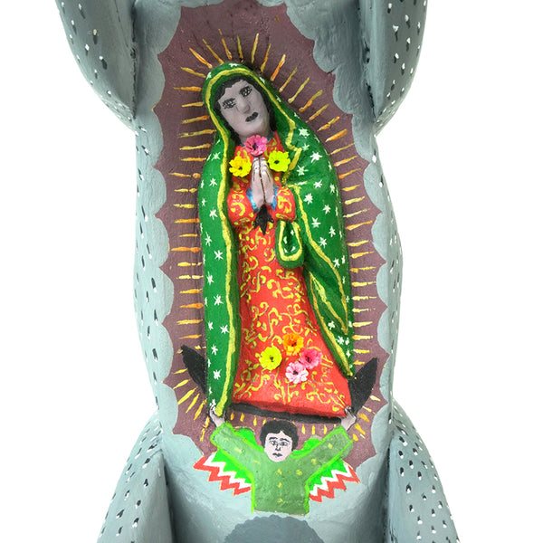 Gabino Reyes: Donkey with Baby Our Lady of Guadalupe Woodcarving