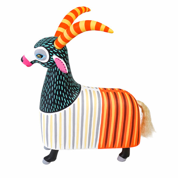Luis Pablo: Stylized Striped Goat Alebrije