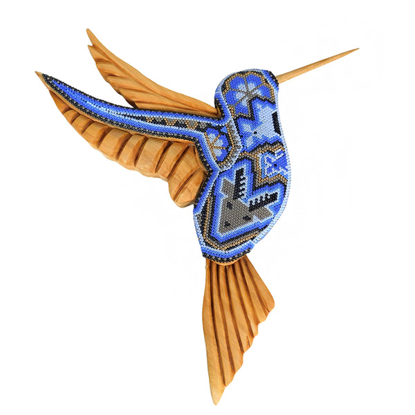 Huichol:   Blue Beaded Hummingbird