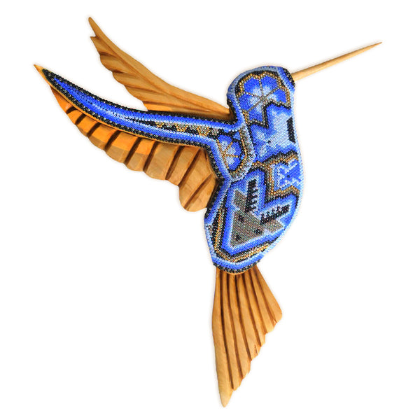 Huichol:   Blue Beaded Hummingbird
