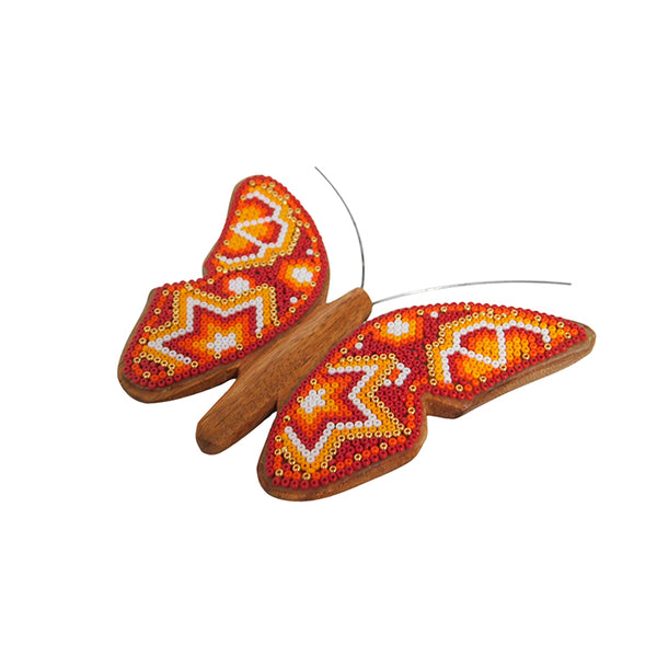 Huichol: Orange Stars Butterfly