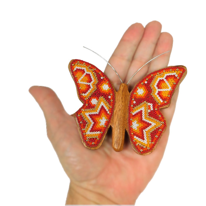 Huichol: Orange Stars Butterfly