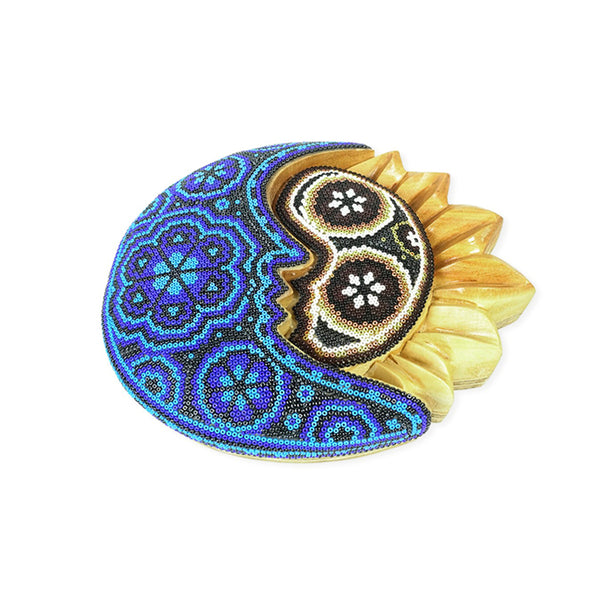 Huichol: Wall Hanging Beaded Sun & Moon Figurine