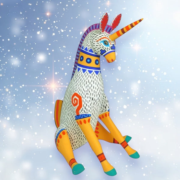 Luis Pablo: Sitting Unicorn Woodcarving