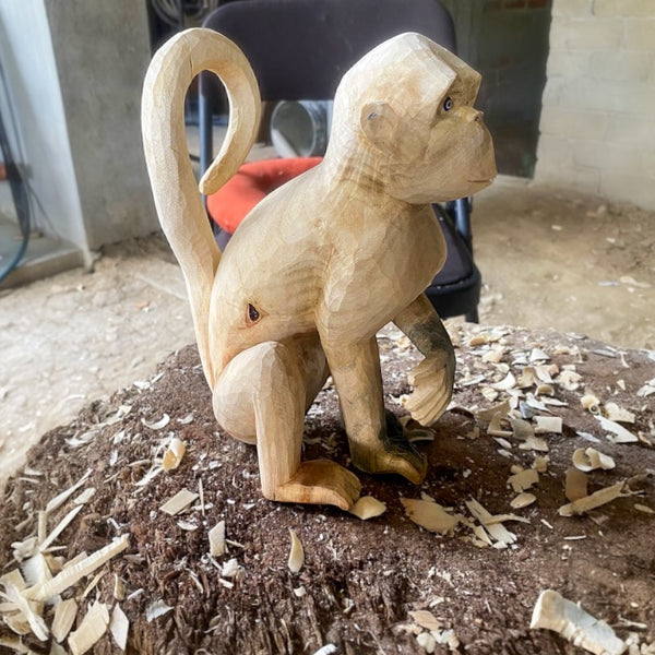 Manuel Cruz: Golden Glyphs Monkey Woodcarving