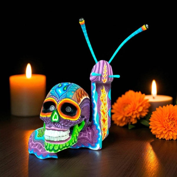 Carolina Sandoval & Kengi: Snail with Skull Woodcarving