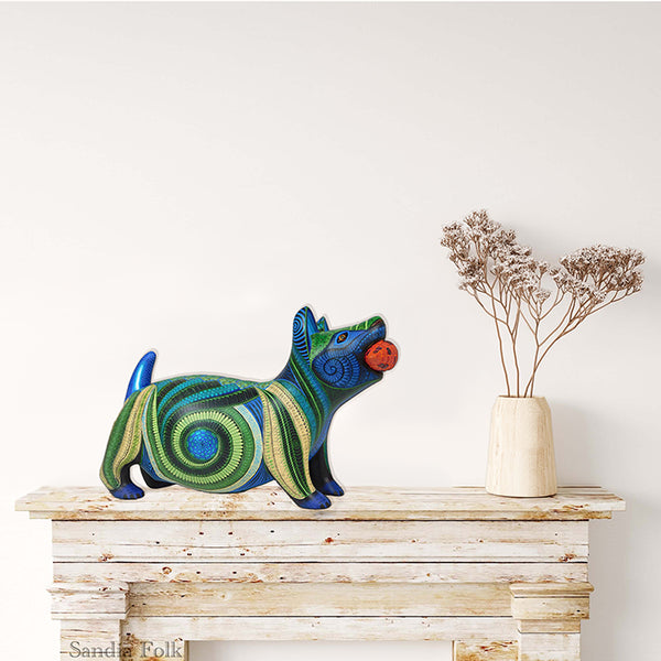 Oaxaca woodcarving of a Colima dog