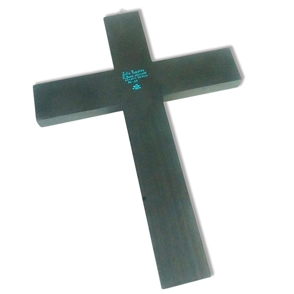 Julia Fuentes: Large Sacred Heart Cross Woodcarving