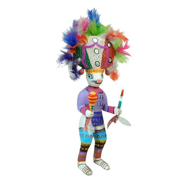 Mexican folk art figurine of a rabbit dancer in traditional attire