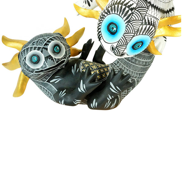 Luis Angel Lucamo: Dancing Axolotls Woodcarving