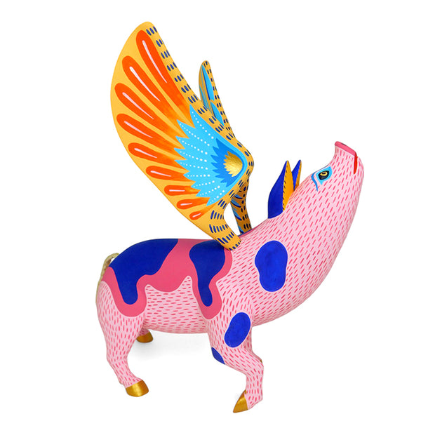 Luis Pablo: Beautiful Flying Pig Woodcarving