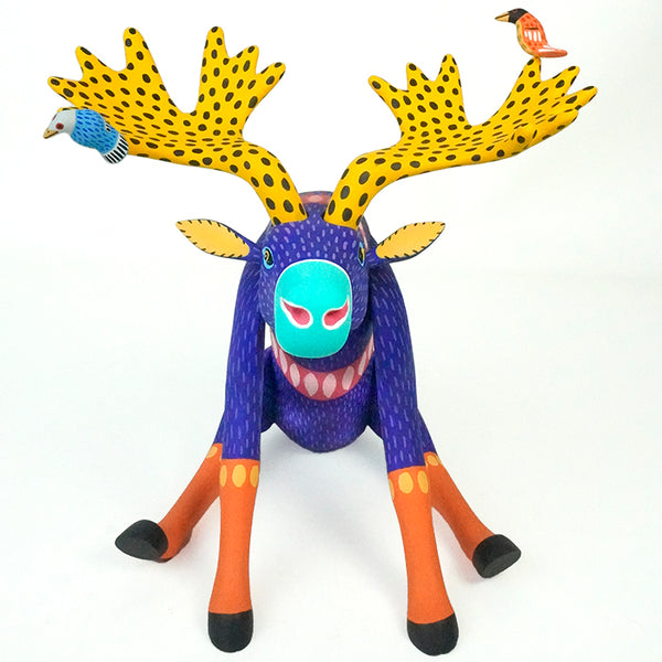 Luis Pablo: Moose with Birds Woodcarving