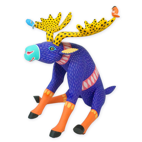 Luis Pablo: Moose with Birds Woodcarving