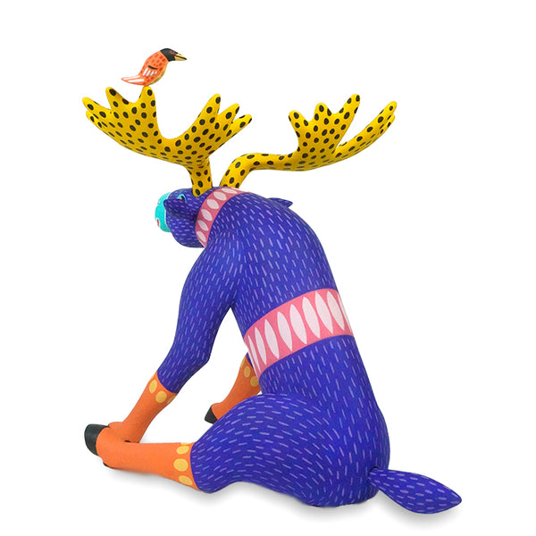 Luis Pablo: Moose with Birds Woodcarving