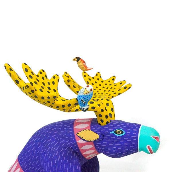 Luis Pablo: Moose with Birds Woodcarving