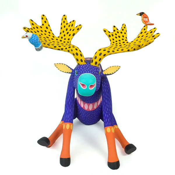 Luis Pablo: Moose with Birds Woodcarving