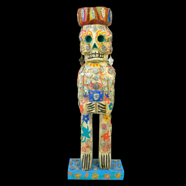 Day of the Dead: Wood Totem Skeleton Sculpture