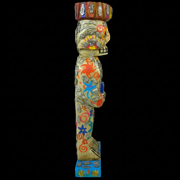 Day of the Dead: Wood Totem Skeleton Sculpture