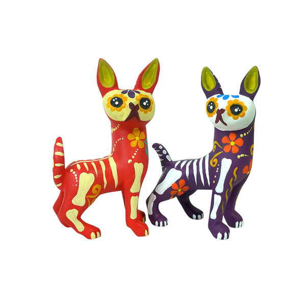 Nayeli Cruz: Little Day of the Dead Dogs Woodcarving