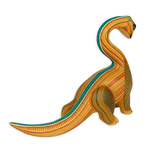 Back view of a Dinosaur wood figurine alebrije from Oaxaca.