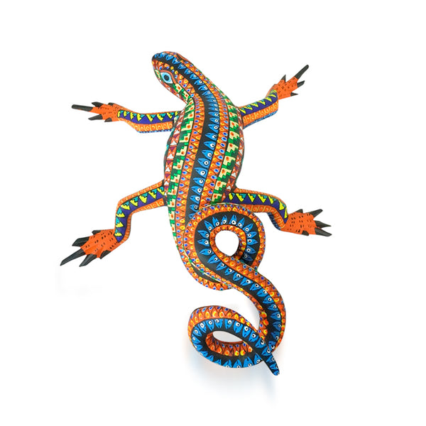 Colorful Oaxacan Lizard Woodcarving Alebrije