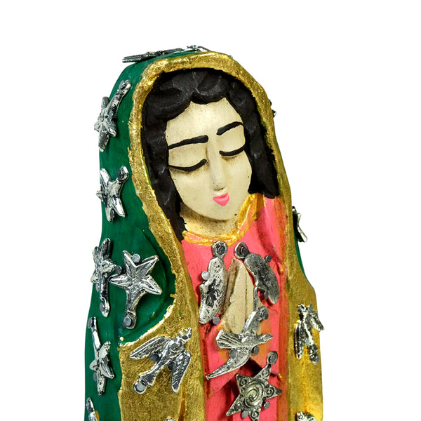 Milagros: Our Lady of Guadalupe Sculpture Woodcarved