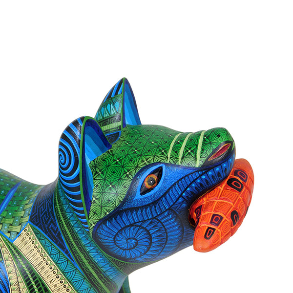 Dog with corn wood figurine from Oaxaca