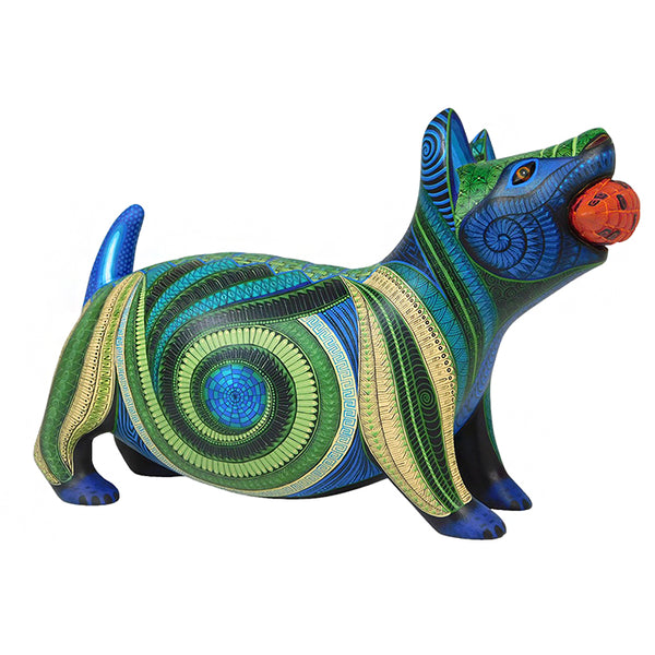 Oaxacan Woodcarving depicting a dog with corn