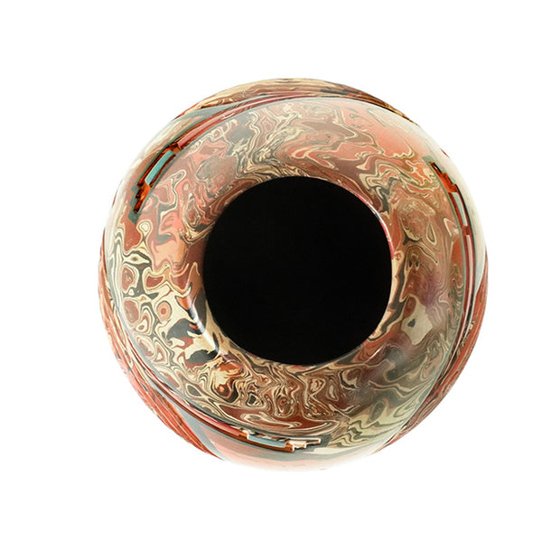 Salvador Baca: Marbled Clay & Geometric Relief Olla