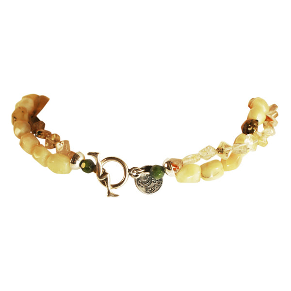 Nature's Wheat Hearts Necklace: Silver, Jasper, Citrine and Agate